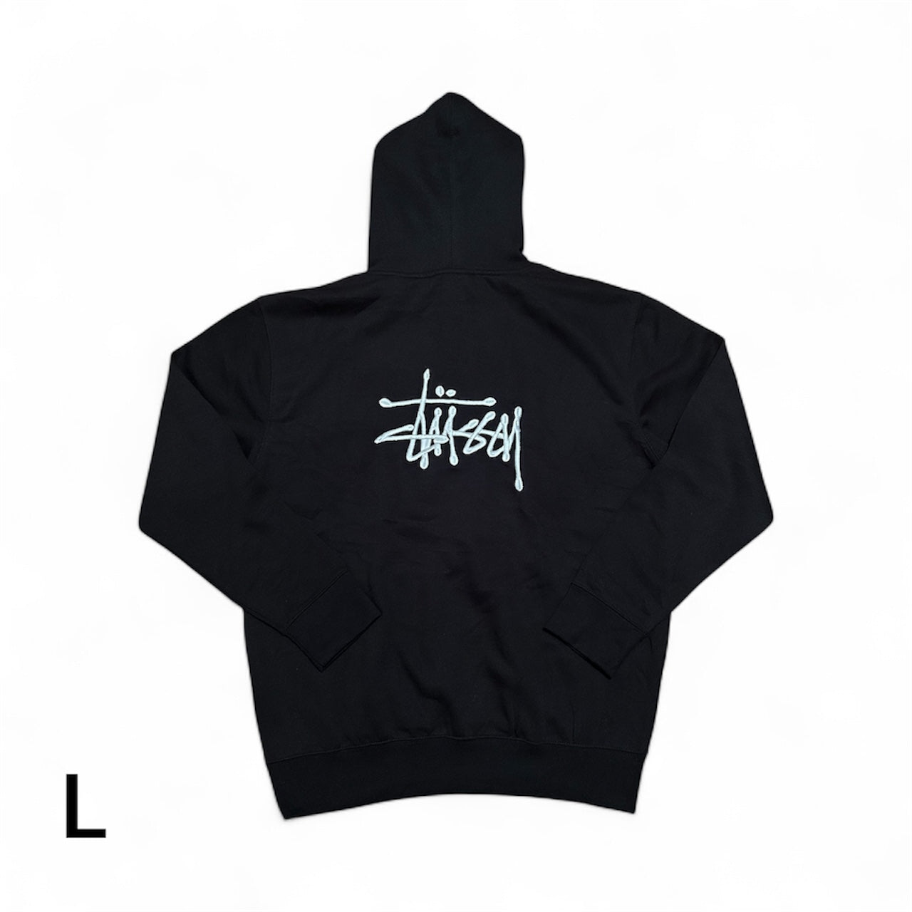 Embroidered Stussy Rework Hoodie – Black & White Edition Size L