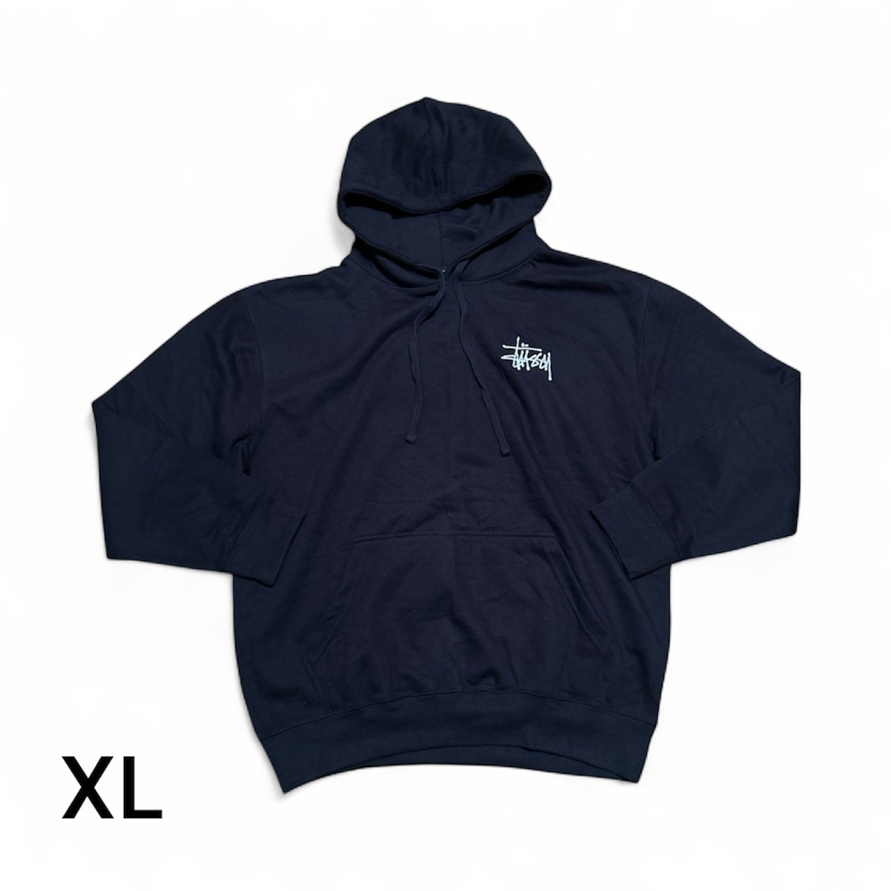 Embroidered Stussy Rework Hoodie – Navy & White Edition Size XL