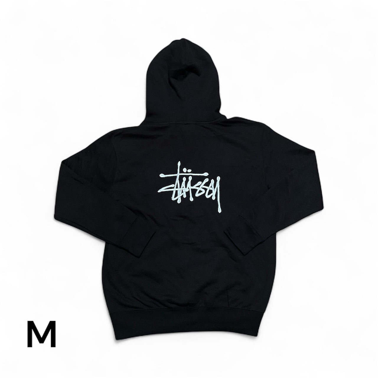 Embroidered Stussy Rework Hoodie – Black & White Edition Size M