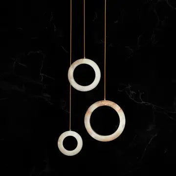 Brushed Brass Handmade Étoile Marble Halo Pendant