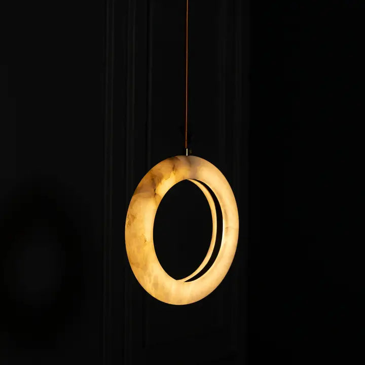 Brushed Brass Handmade Étoile Marble Halo Pendant