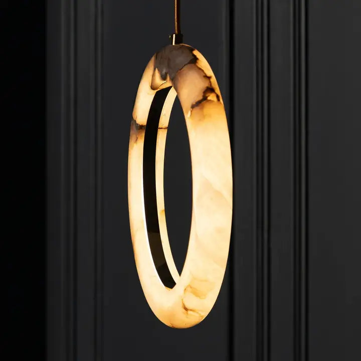 Brushed Brass Handmade Étoile Marble Halo Pendant