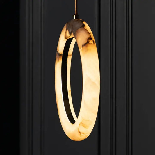 Brushed Brass Handmade Étoile Marble Halo Pendant