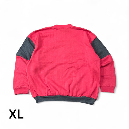 Reworked Stussy Patchwork Hoodie – Pinky Red, Grey & White Embroidered Design Size XL